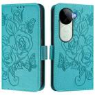 For vivo iQOO Z9s 5G / V40e 5G India Embossed Rose RFID Anti-theft Leather Phone Case(Light Blue) - 2