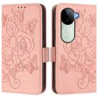 For vivo iQOO Z9s 5G / V40e 5G India Embossed Rose RFID Anti-theft Leather Phone Case(Pink) - 2