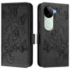 For vivo iQOO Z9s 5G / V40e 5G India Embossed Rose RFID Anti-theft Leather Phone Case(Black) - 2