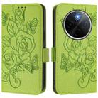 For vivo Y300 Pro Embossed Rose RFID Anti-theft Leather Phone Case(Green) - 2