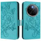 For vivo Y300 Pro Embossed Rose RFID Anti-theft Leather Phone Case(Light Blue) - 2
