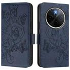 For vivo Y300 Pro Embossed Rose RFID Anti-theft Leather Phone Case(Dark Blue) - 2