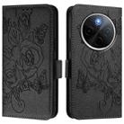 For vivo Y300 Pro Embossed Rose RFID Anti-theft Leather Phone Case(Black) - 2