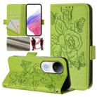 For vivo S20 5G Embossed Rose RFID Anti-theft Leather Phone Case(Green) - 1
