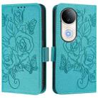 For vivo S20 5G Embossed Rose RFID Anti-theft Leather Phone Case(Light Blue) - 2