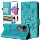 For vivo S20 Pro 5G Embossed Rose RFID Anti-theft Leather Phone Case(Light Blue) - 1