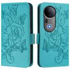 For vivo S20 Pro 5G Embossed Rose RFID Anti-theft Leather Phone Case(Light Blue) - 2