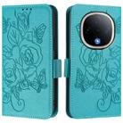 For vivo Y300 5G Embossed Rose RFID Anti-theft Leather Phone Case(Light Blue) - 2