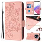 For vivo Y300 5G Embossed Rose RFID Anti-theft Leather Phone Case(Pink) - 1