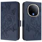 For vivo Y300 5G Embossed Rose RFID Anti-theft Leather Phone Case(Dark Blue) - 2