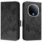For vivo Y300 5G Embossed Rose RFID Anti-theft Leather Phone Case(Black) - 2