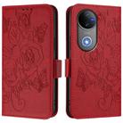 For vivo V50 5G Global Embossed Rose RFID Anti-theft Leather Phone Case(Red) - 2