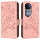 For vivo V50 5G Global Embossed Rose RFID Anti-theft Leather Phone Case(Pink) - 2