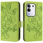 For vivo Y29 4G Global Embossed Rose RFID Anti-theft Leather Phone Case(Green) - 2