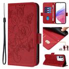 For vivo Y29 4G Global Embossed Rose RFID Anti-theft Leather Phone Case(Red) - 1