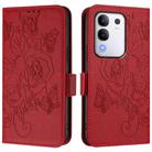 For vivo Y29 4G Global Embossed Rose RFID Anti-theft Leather Phone Case(Red) - 2