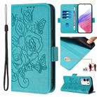 For vivo Y29 4G Global Embossed Rose RFID Anti-theft Leather Phone Case(Light Blue) - 1