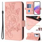 For vivo Y29 4G Global Embossed Rose RFID Anti-theft Leather Phone Case(Pink) - 1