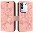 For vivo Y29 4G Global Embossed Rose RFID Anti-theft Leather Phone Case(Pink) - 2