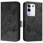 For vivo Y29 4G Global Embossed Rose RFID Anti-theft Leather Phone Case(Black) - 2