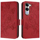 For vivo Y29s 5G / Y04 4G Global Embossed Rose RFID Anti-theft Leather Phone Case(Red) - 2