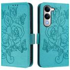 For vivo Y29s 5G / Y04 4G Global Embossed Rose RFID Anti-theft Leather Phone Case(Light Blue) - 2