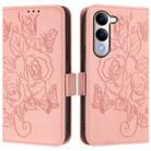 For vivo Y29s 5G / Y04 4G Global Embossed Rose RFID Anti-theft Leather Phone Case(Pink) - 2