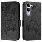 For vivo Y29s 5G / Y04 4G Global Embossed Rose RFID Anti-theft Leather Phone Case(Black) - 2