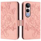 For vivo V50 Lite 5G Embossed Rose RFID Anti-theft Leather Phone Case(Pink) - 2