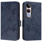 For vivo V50 Lite 5G Embossed Rose RFID Anti-theft Leather Phone Case(Dark Blue) - 2