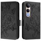 For vivo V50 Lite 5G Embossed Rose RFID Anti-theft Leather Phone Case(Black) - 2
