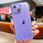 For iPhone 15 Glitter Powder TPU Phone Case(Transparent Purple) - 1