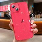 For iPhone 14 Plus Glitter Powder TPU Phone Case(Transparent Red) - 1