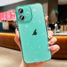 For iPhone 12 Glitter Powder TPU Phone Case(Transparent Green) - 1