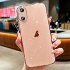 For iPhone XS / X Glitter Powder TPU Phone Case(Transparent Pink) - 1