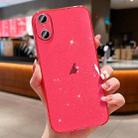 For iPhone XS / X Glitter Powder TPU Phone Case(Transparent Red) - 1