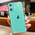 For iPhone XS / X Glitter Powder TPU Phone Case(Transparent Green) - 1