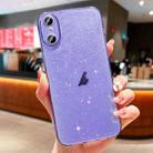 For iPhone XS / X Glitter Powder TPU Phone Case(Transparent Purple) - 1