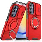 For Samsung Galaxy A25 5G Global Sliding Camshield Ring Holder Phone Case(Red) - 1