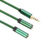 3.5mm Male to Dual 3.5mm Audio + Microphone 2 in 1 Audio Adapter Cable, Length:0.5m(Green) - 1