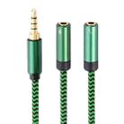 3.5mm Male to Dual 3.5mm Audio + Microphone 2 in 1 Audio Adapter Cable, Length:1m(Green) - 2