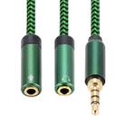 3.5mm Male to Dual 3.5mm Audio + Microphone 2 in 1 Audio Adapter Cable, Length:1m(Green) - 3