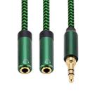 3.5mm Male to Dual 3.5mm Female 2 in 1 Audio Adapter Cable, Length:1m(Green) - 3