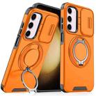 For Samsung Galaxy S23 5G Sliding Camshield Ring Holder Phone Case(Orange) - 1