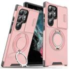 For Samsung Galaxy S22 Ultra 5G Sliding Camshield Ring Holder Phone Case(Pink) - 1