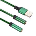 USB-A to Dual 3.5mm Separate Style Audio Adapter Cable, Length:0.5m(Green) - 1