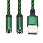 USB-A to Dual 3.5mm Separate Style Audio Adapter Cable, Length:3m(Green) - 3
