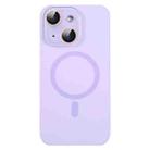 For iPhone 15 Liquid Silicone MagSafe Full Coverage Phone Case with Lens Film(Purple) - 1