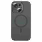 For iPhone 15 Liquid Silicone MagSafe Full Coverage Phone Case with Lens Film(Grey) - 1