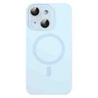 For iPhone 14 MagSafe Liquid Silicone Full Coverage Phone Case with Lens Film(Blue) - 1